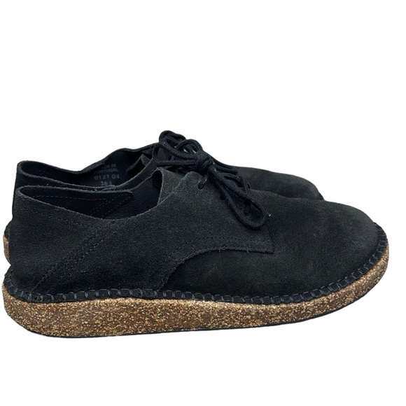 Birkenstock Gary Black Suede Classic Cork Sole Lace Up Womens 7 EUC - Picture 4 of 15